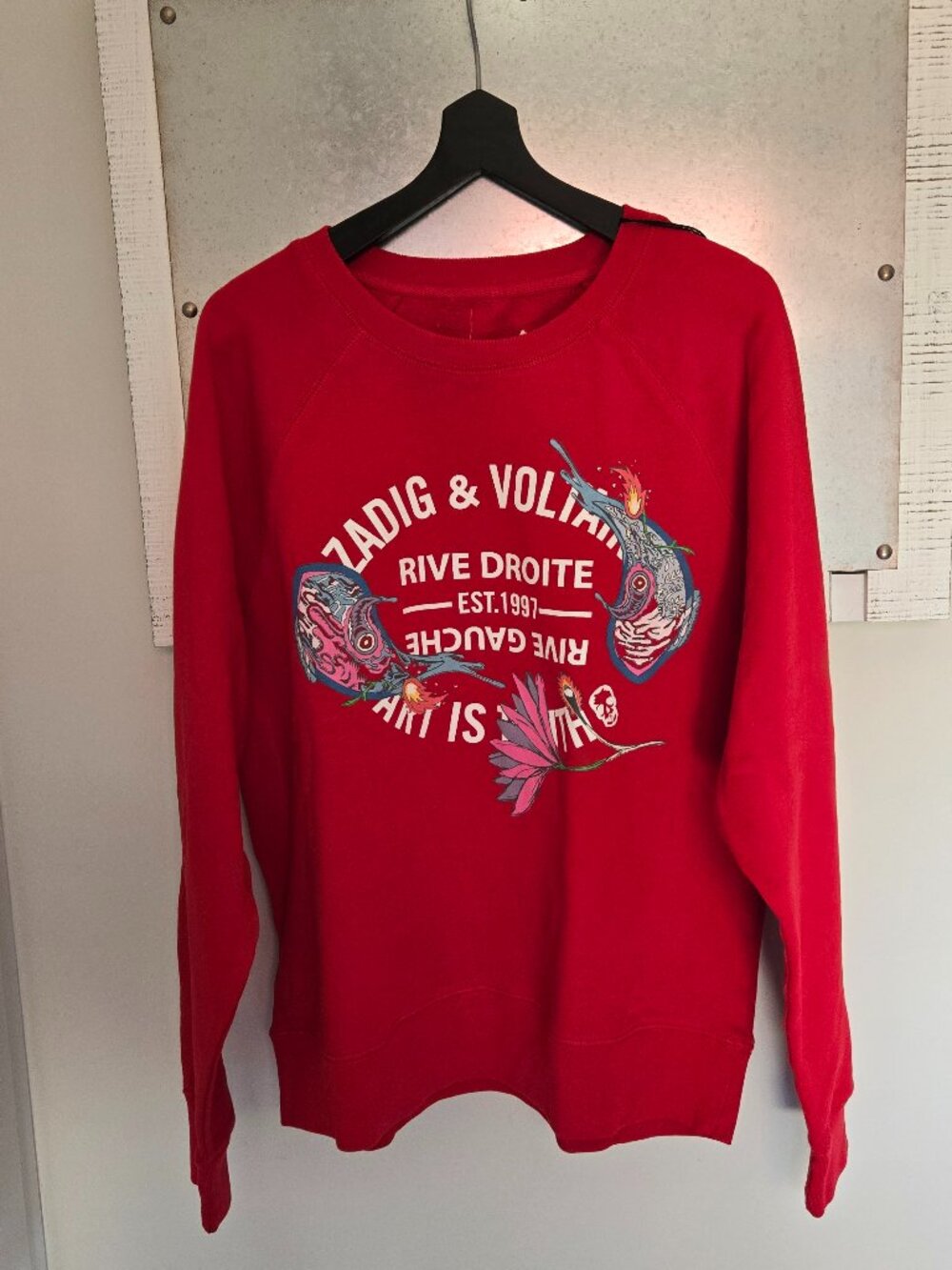 Zadig & Voltaire Upper Psyche Graphic Sweatshirt Red Size M NWT